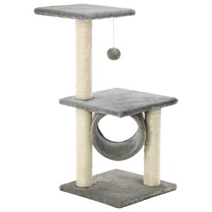 vidaXL Cat Tree | Grey | Particle board, Soft plush, Sisal rope | 65 cm