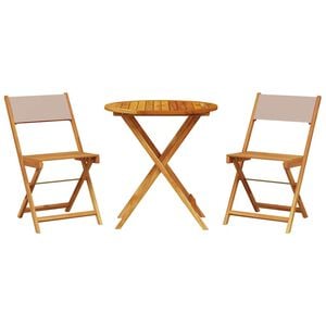 vidaXL Bistro Set | Taupe, Wood | Solid acacia wood, polyester fabric | Medium