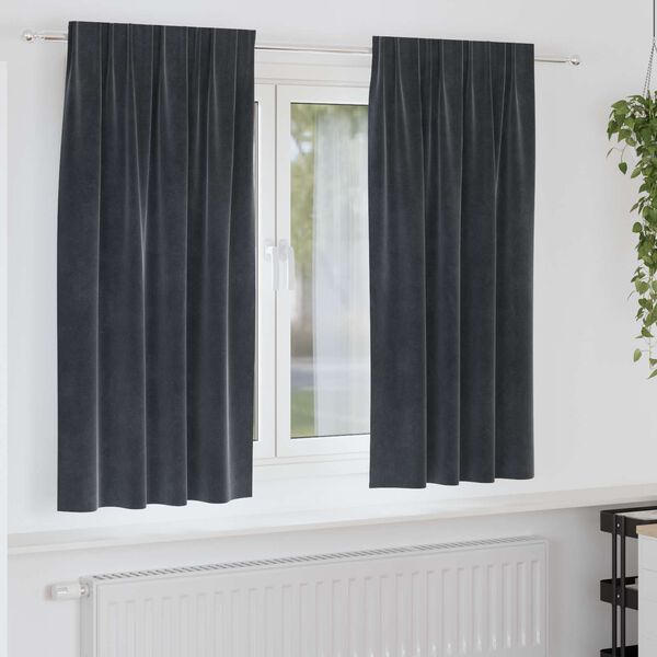 vidaXL Blackout Curtains 2 pcs Dark Grey 140 x 175 cm Velvet
