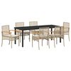 vidaXL Garden Dining Set 7 pcs Beige and Black Rattan