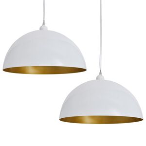 vidaXL Ceiling Lamp 2 pcs Height-adjustable Semi-spherical White