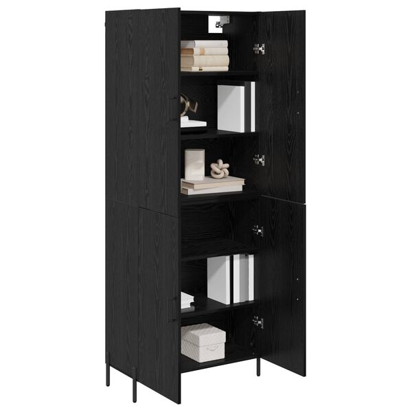 vidaXL Highboard Black Oak 69.5 x 34 x 180 cm Engineered Wood