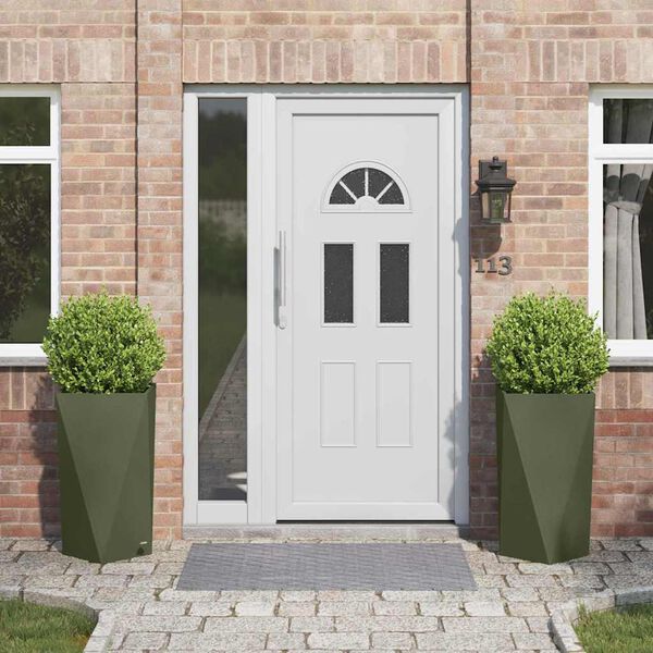 vidaXL Planter 2 pcs Olive Green 40 x 40 x 75 cm Steel