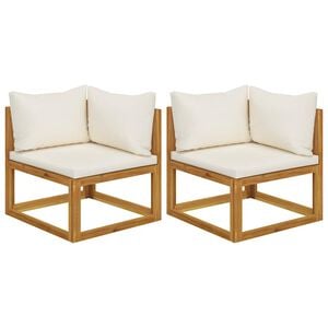 vidaXL Sectional Corner Sofas 2 pcs with Cushions Solid Wood Acacia