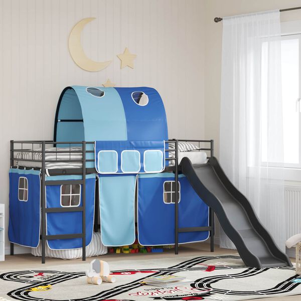 vidaXL Kids'Loft Bed Frame Black and Blue 99.5 x 190 cm Metal