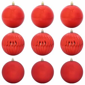 vidaXL Christmas Bauble Set XL 9 pcs LEDs Red &Oslash; 15 cm Plastic