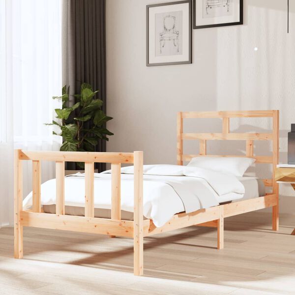 vidaXL Bed Frame without Mattress Solid Wood 90x200 cm (810067+814174)
