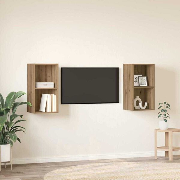vidaXL TV Cabinet Set Wall-mounted 2 pcs Artisan Oak 37 x 37 x 72 cm