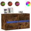 vidaXL TV Wall Cabinets with LED Lights 2 pcs Smoked Oak 41x31x45 cm