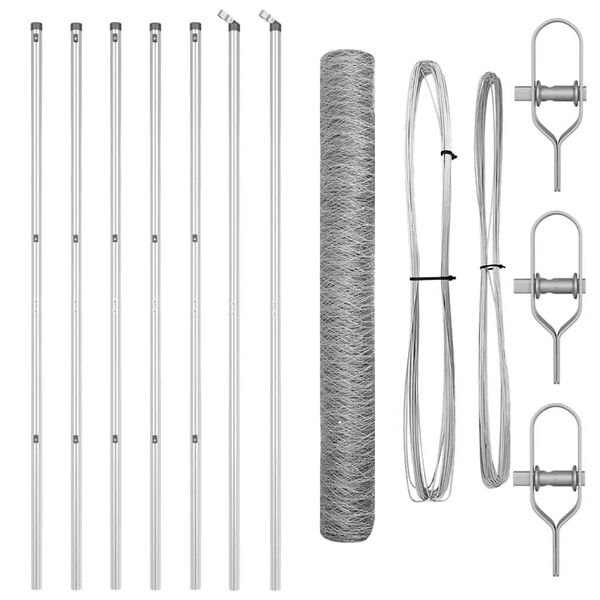 vidaXL Fence Post Silver 10 x 1 m (50 mm mesh) Steel