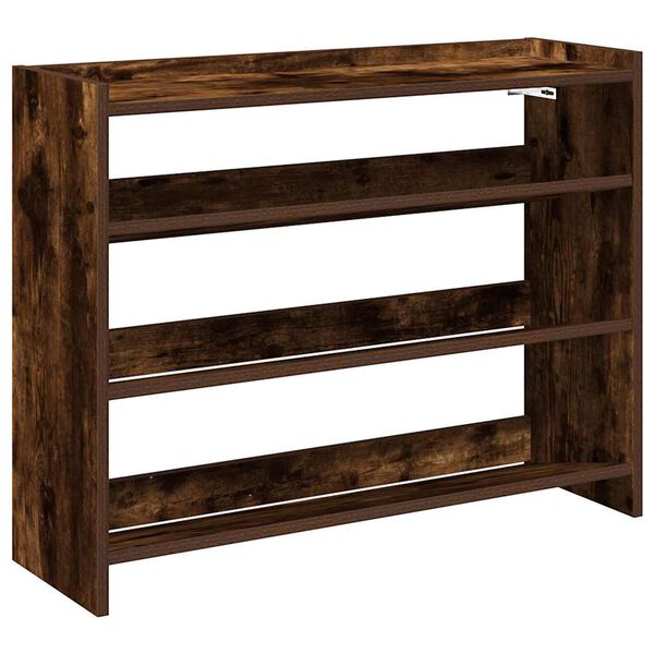 vidaXL Shoe Rack Smoked Oak 80x25x62 cm Engineered Wood