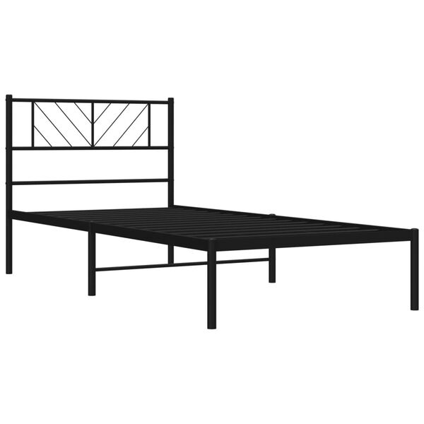 vidaXL Metal Bed Frame without Mattress with Headboard Black 90x200cm