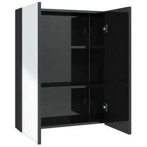 vidaXL Bathroom Mirror Cabinet 60x15x75 cm MDF Shining Black