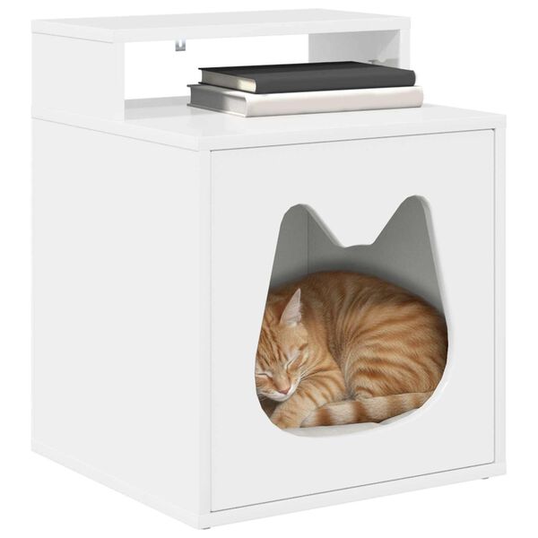 vidaXL Cat House Gloss White 42.5 x 40 x 53.5 cm Engineered Wood
