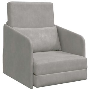 vidaXL Folding Sofa Bed Light Grey 65 x 80 x 83 cm Velvet