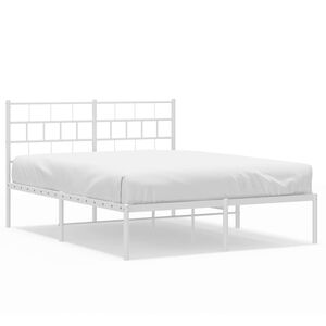 vidaXL Metal Bed Frame without Mattress with Headboard White 140x200cm