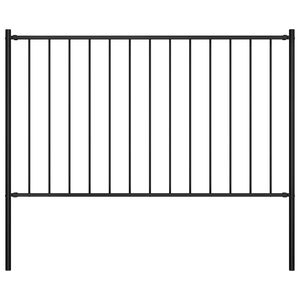 vidaXL Fence Panel with Posts Powder-coated Steel 1.7x0.75 m Black