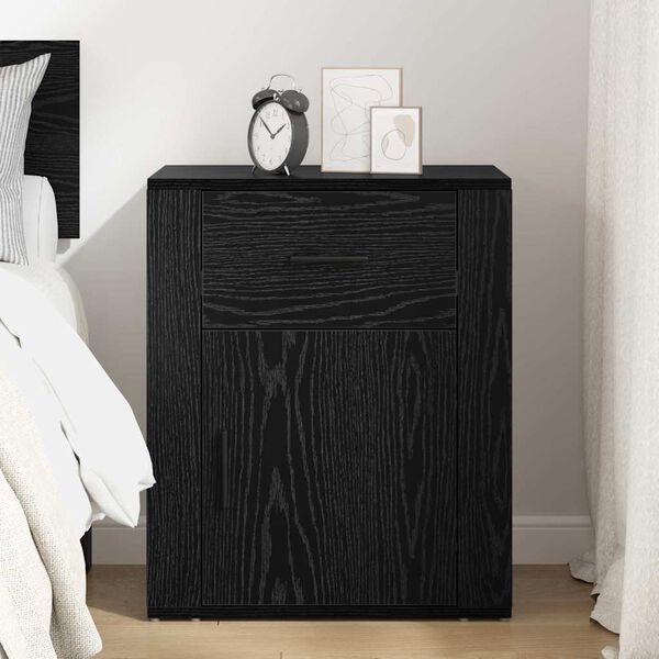 vidaXL Bedside Cabinet Black Oak 35 x 50 x 60 cm Engineered Wood