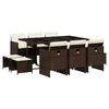 vidaXL 11 Piece Garden Dining Set with Cushions Brown Poly Rattan