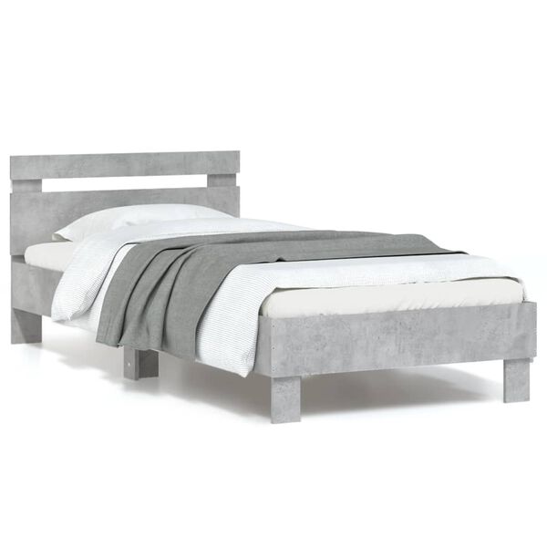 vidaXL Bed Frame without Mattress with LED Lights Concrete Grey 90x190 cm Single
