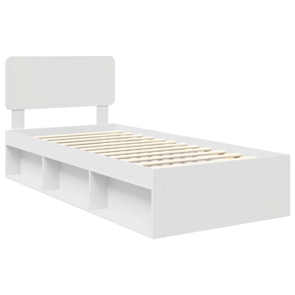 vidaXL Bed Frame with Headboard White 90 x 190 cm Solid Pine Wood