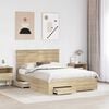 vidaXL Bed Frame with Drawer Sonoma Oak 135 x 190 cm Engineered Wood