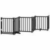 vidaXL Dog Gate with Door Foldable 12 Panels Black 600 cm Poplar Wood