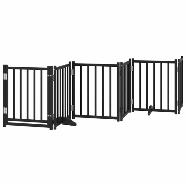 vidaXL Dog Gate with Door Foldable 12 Panels Black 600 cm Poplar Wood