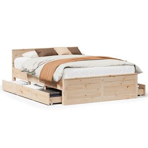 vidaXL Bed Frame without Mattress with Headboard 140x190 cm Solid Wood Pine