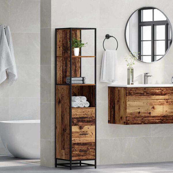 vidaXL Bathroom Furniture Set with Drawer Old Wood 35 x 37.5 x 166 cm