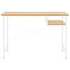 vidaXL Computer Desk White and Light Oak 105x55x72 cm MDF and Metal