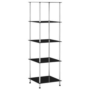 vidaXL 5-Tier Shelf Black 40x40x130 cm Tempered Glass