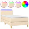 vidaXL Box Spring Bed with Mattress&LED Cream 90x200cm Fabric