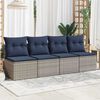 vidaXL Garden Sofa with Cushion Grey 220 x 62 x 69cm Poly Rattan