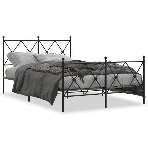 vidaXL Metal Bed Frame without Mattress with Footboard Black 120x200cm