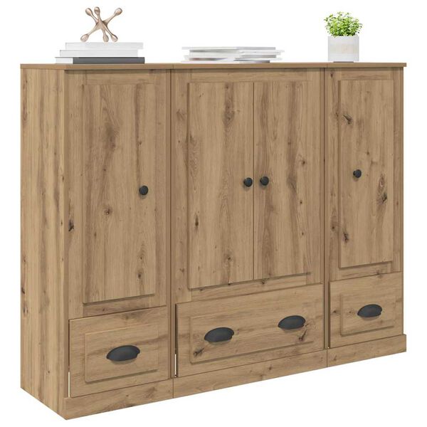 vidaXL Highboard with Drawer 3 pcs Artisan Oak Engineered Wood
