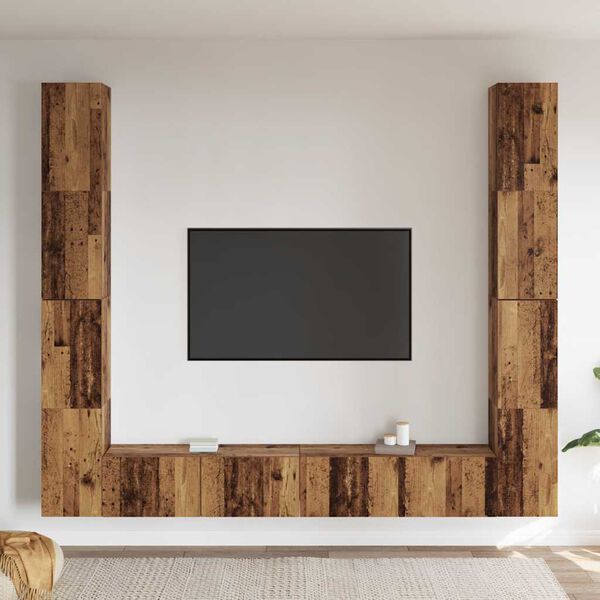 vidaXL Wall Mounted TV cabinets 6 pcs Old Wood Engineered Wood