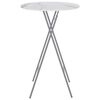 vidaXL Folding Bar Table White &Oslash;80 cm Glass with Marble Texture