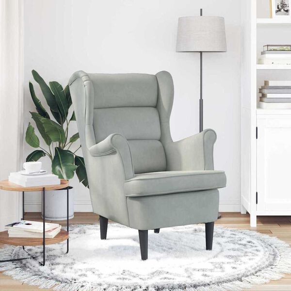 vidaXL Armchair Light Grey 92 x 71 x 91 cm Velvet