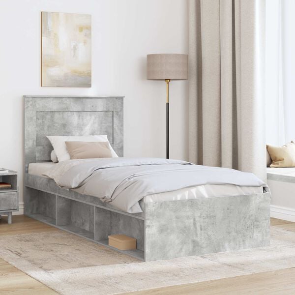 vidaXL Bed Frame Concerte Grey 100 x 200 cm Solid Pine Wood