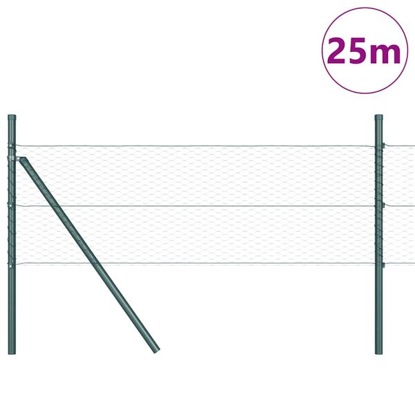vidaXL Fence Post Green 25 x 0.4 m (25 mm mesh) Steel and PVC