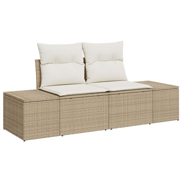 vidaXL Garden Sofa Beige 123 x 62 x 69cm Poly Rattan