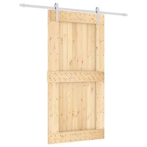 vidaXL Sliding Door Natural and White 100 x 210 cm Solid Pine Wood
