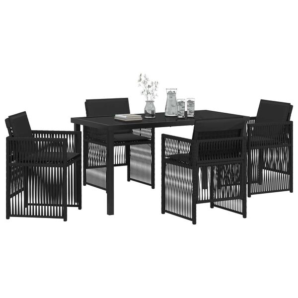 vidaXL Garden Dining Set 5 pcs Black Powder-Coated Steel