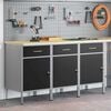 vidaXL Work Cabinet with Drawer 3 pcs Black and Grey 150 x 55 x 85 cm