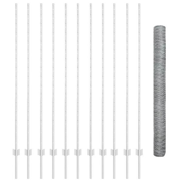 vidaXL Fence with Post Silver 1.6 x 25 m Steel