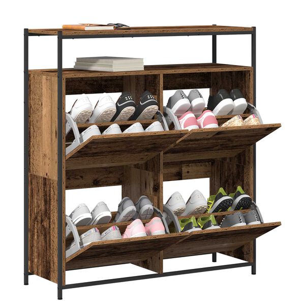 vidaXL Shoe Cabinet Old Wood 100 x 34 x 112 cm Engineered Wood