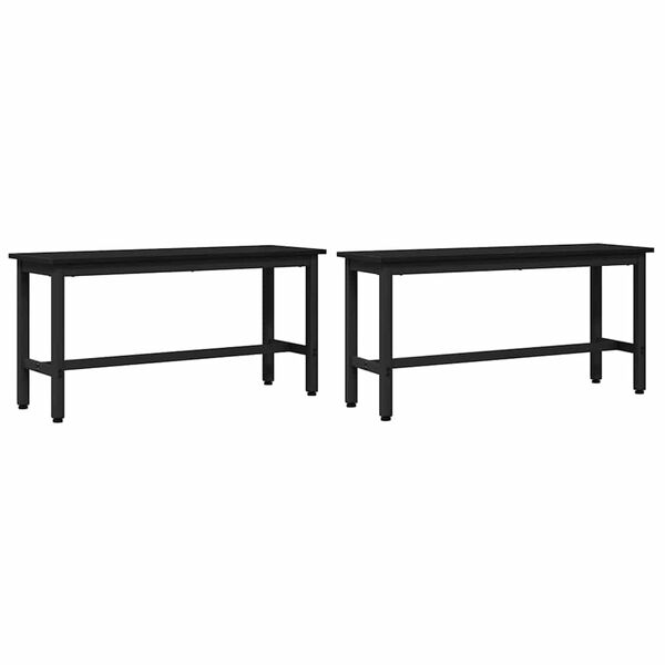 vidaXL Dining Bench 2 pcs Black Oak 100 x 32.5 x 48.5 cm