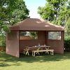 vidaXL Foldable Party Tent Pop-Up with 3 Sidewalls Brown