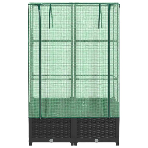 vidaXL Raised Bed with Greenhouse Cover Rattan Look 80x40x138 cm